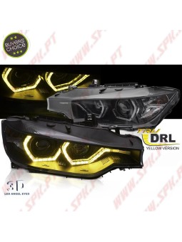 Faróis Angel Eyes 3D Yellow / Black - BMW F30 / F31 (2011-2015)