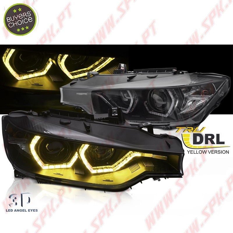 Faróis Angel Eyes 3D Yellow / Black - BMW F30 / F31 (2011-2015) Faróis Angel Eyes 3D Yellow / Black - BMW F30 / F31 (2011-2015)