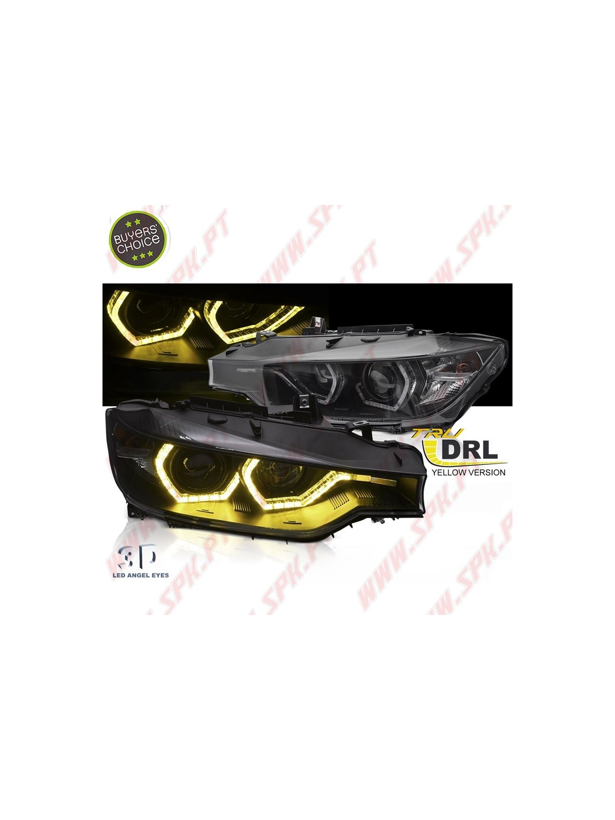 Faróis Angel Eyes 3D Yellow / Black - BMW F30 / F31 (2011-2015) Faróis Angel Eyes 3D Yellow / Black - BMW F30 / F31 (2011-2015)