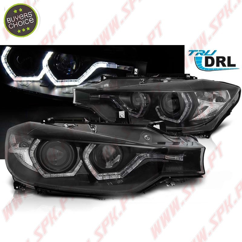 Faróis Angel Eyes 3D / Black - BMW F30 / F31 (2011-2015) Faróis Angel Eyes 3D / Black - BMW F30 / F31 (2011-2015)