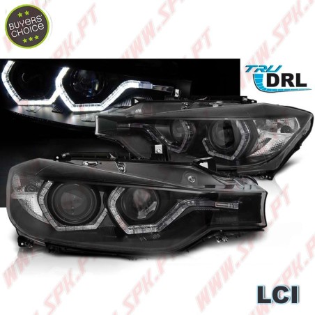 Faróis Angel Eyes LED DRL / Black - BMW F30 / F31 LCI (2015-2019)