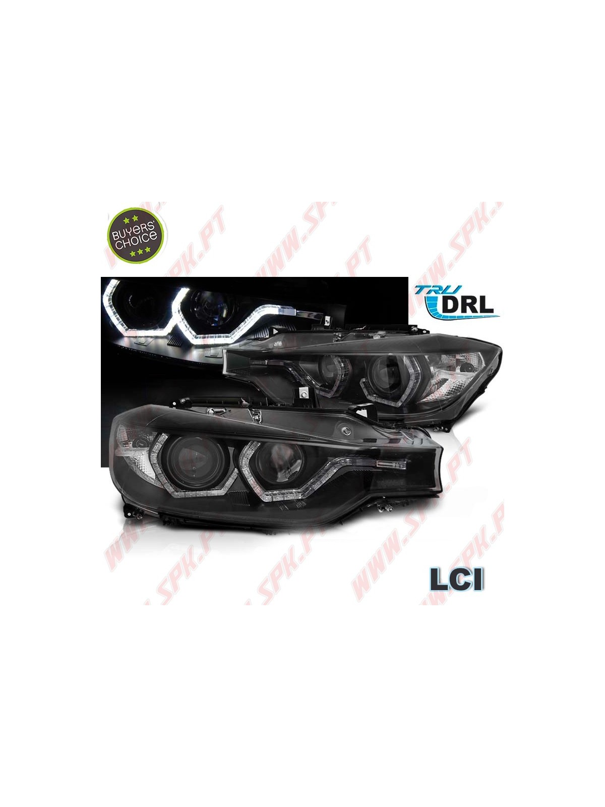 Faróis Angel Eyes LED DRL / Black - BMW F30 / F31 LCI (2015-2019) Faróis Angel Eyes LED DRL / Black - BMW F30 / F31 LCI (2015-2019)