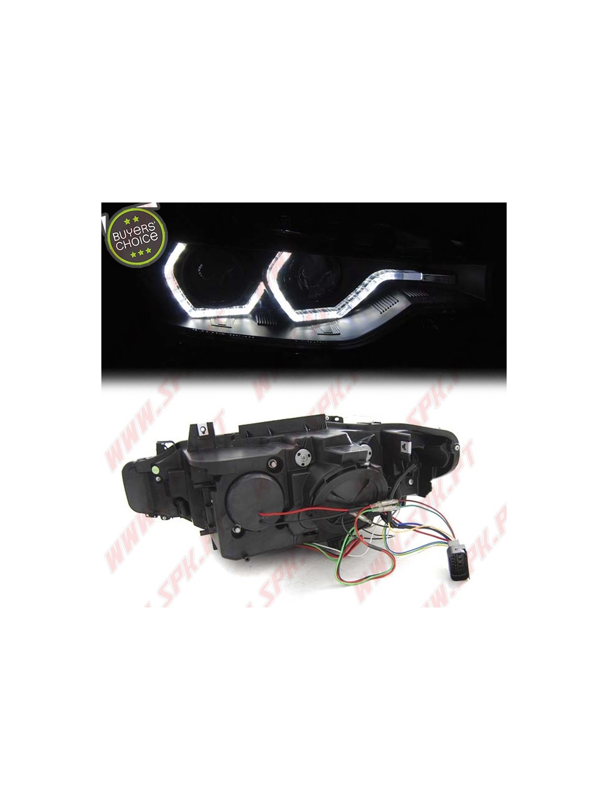Faróis Angel Eyes LED DRL / Black - BMW F30 / F31 LCI (2015-2019) Faróis Angel Eyes LED DRL / Black - BMW F30 / F31 LCI (2015-2019)