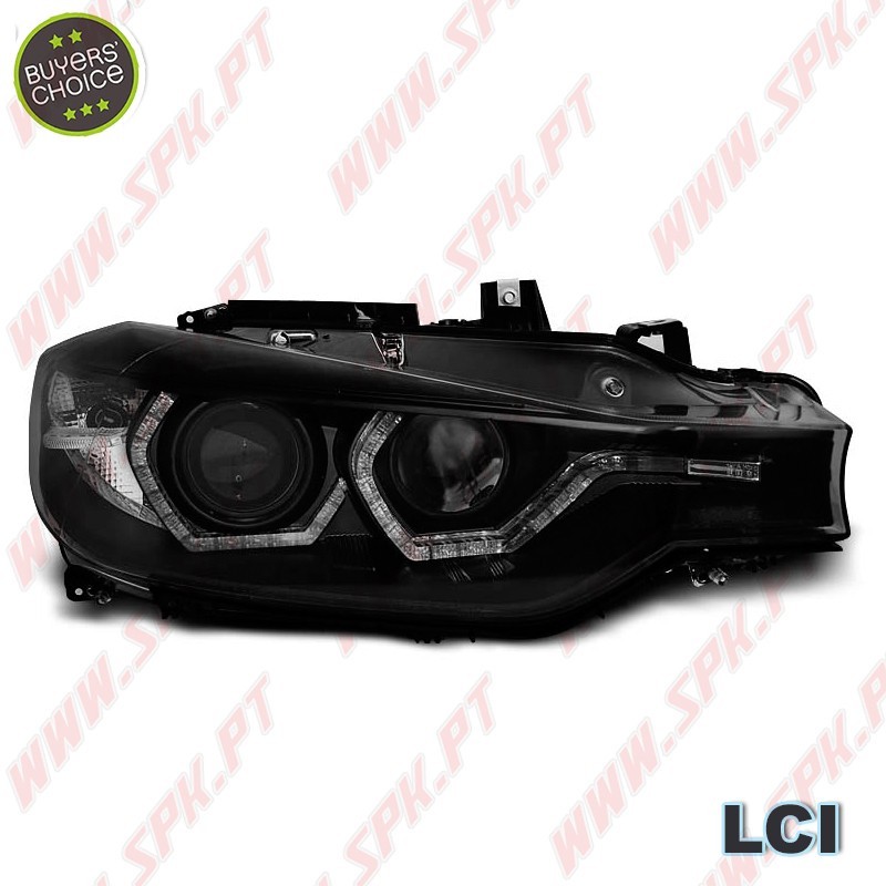 Faróis Angel Eyes LED DRL / Black - BMW F30 / F31 LCI (2015-2019) Faróis Angel Eyes LED DRL / Black - BMW F30 / F31 LCI (2015-2019)