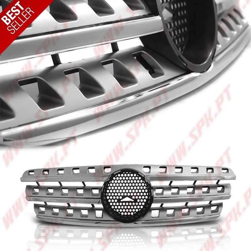 Grelha Frontal Silver+Chrome - Mercedes ML W163 (1998-2005) Grelha Frontal Silver+Chrome - Mercedes ML W163 (1998-2005)