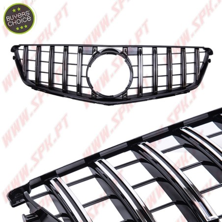 Grelha Frontal Look GTR Black+Chrome - Mercedes W204 (2007-2014)