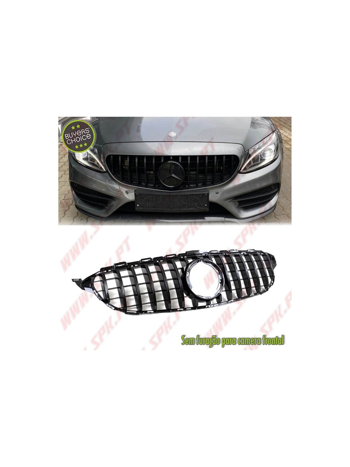 Grelha Frontal Look GTR Black Gloss - Mercedes W205 Facelift (2018-2021)