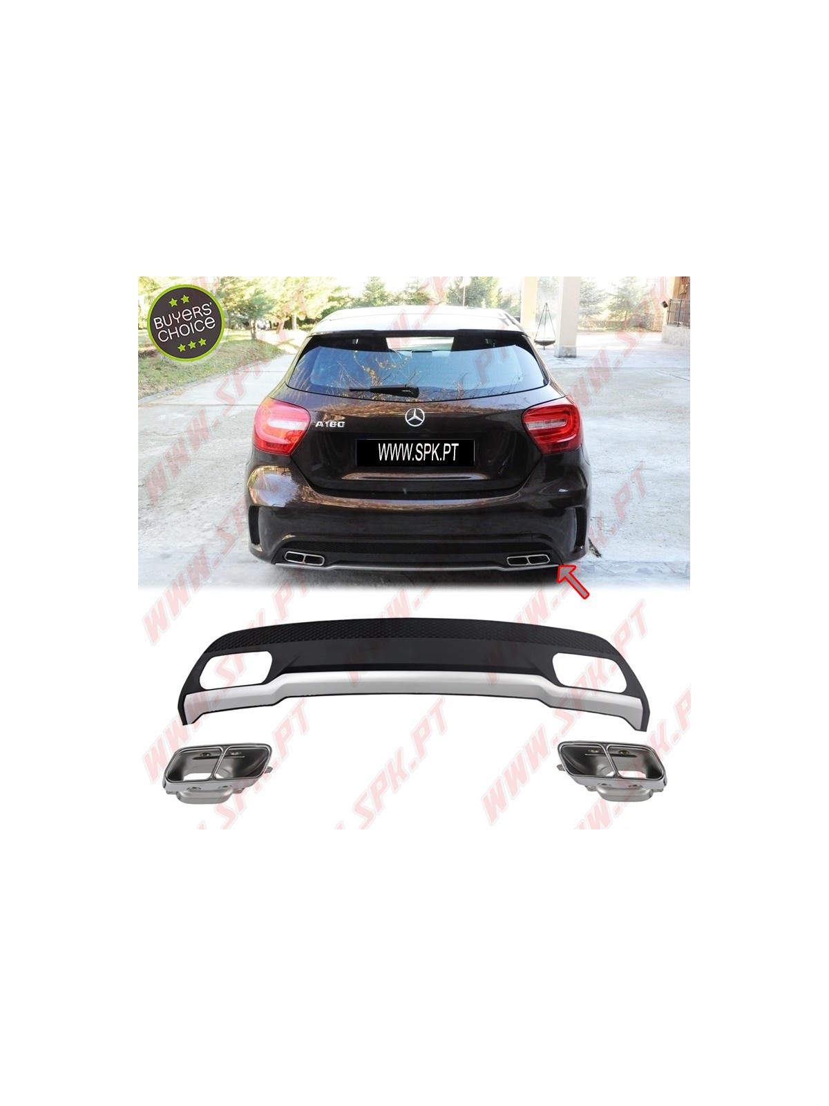 Difusor Traseiro + Ponteiras Look Sport - Mercedes W176 (2012-2018) Difusor Traseiro + Ponteiras Look Sport - Mercedes W176 (2012-2018)