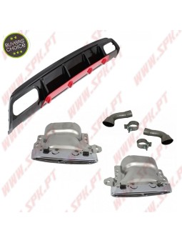 Difusor Traseiro + Ponteiras Look Sport Red - Mercedes W176 (2012-2018)