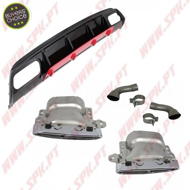 Difusor Traseiro + Ponteiras Look Sport Red - Mercedes W176 (2012-2018) Difusor Traseiro + Ponteiras Look Sport Red - Mercedes W176 (2012-2018)