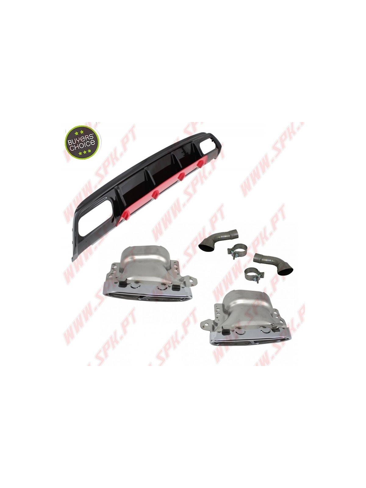 Difusor Traseiro + Ponteiras Look Sport Red - Mercedes W176 (2012-2018) Difusor Traseiro + Ponteiras Look Sport Red - Mercedes W176 (2012-2018)