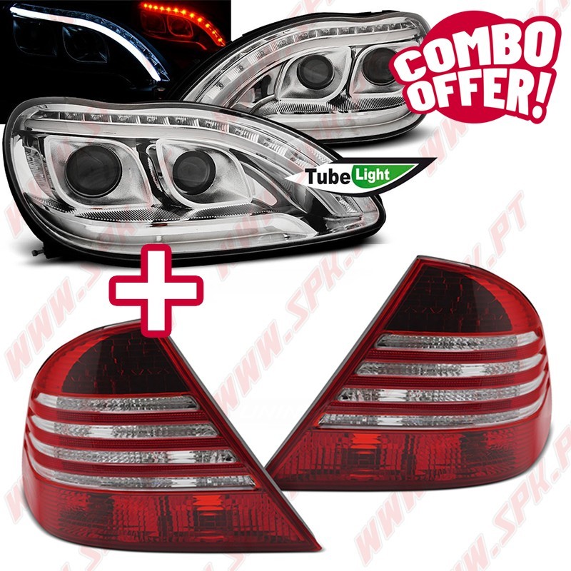 Pack Faróis + Farolins LED - Mercedes W220 (1998-2005) Pack Faróis + Farolins LED - Mercedes W220 (1998-2005)