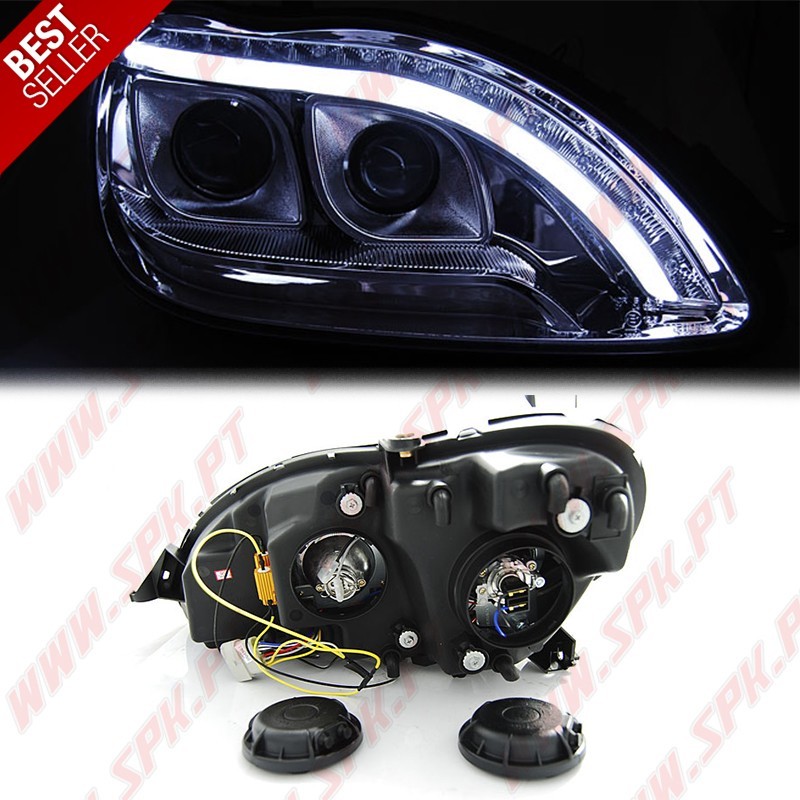 Faróis Tube Light / Chrome - Mercedes W220 (1998-2005)