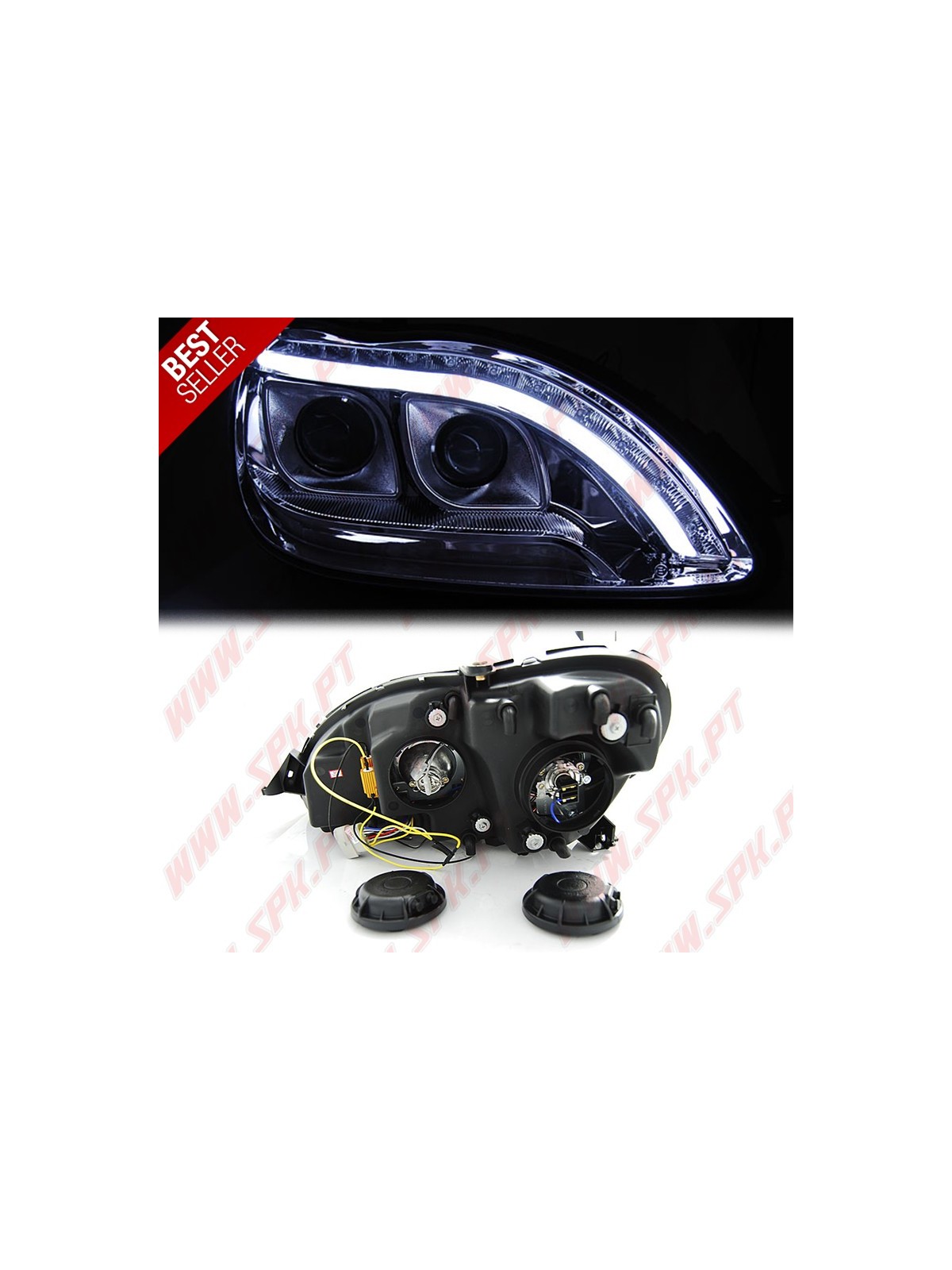 Faróis Tube Light / Chrome - Mercedes W220 (1998-2005)