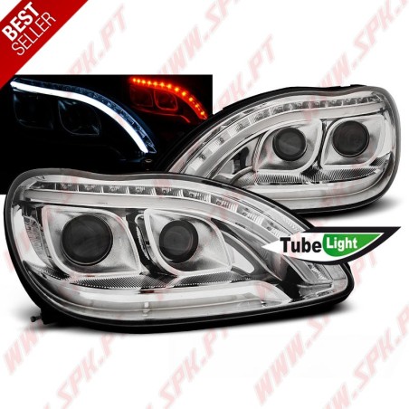 Faróis Tube Light / Chrome - Mercedes W220 (1998-2005)