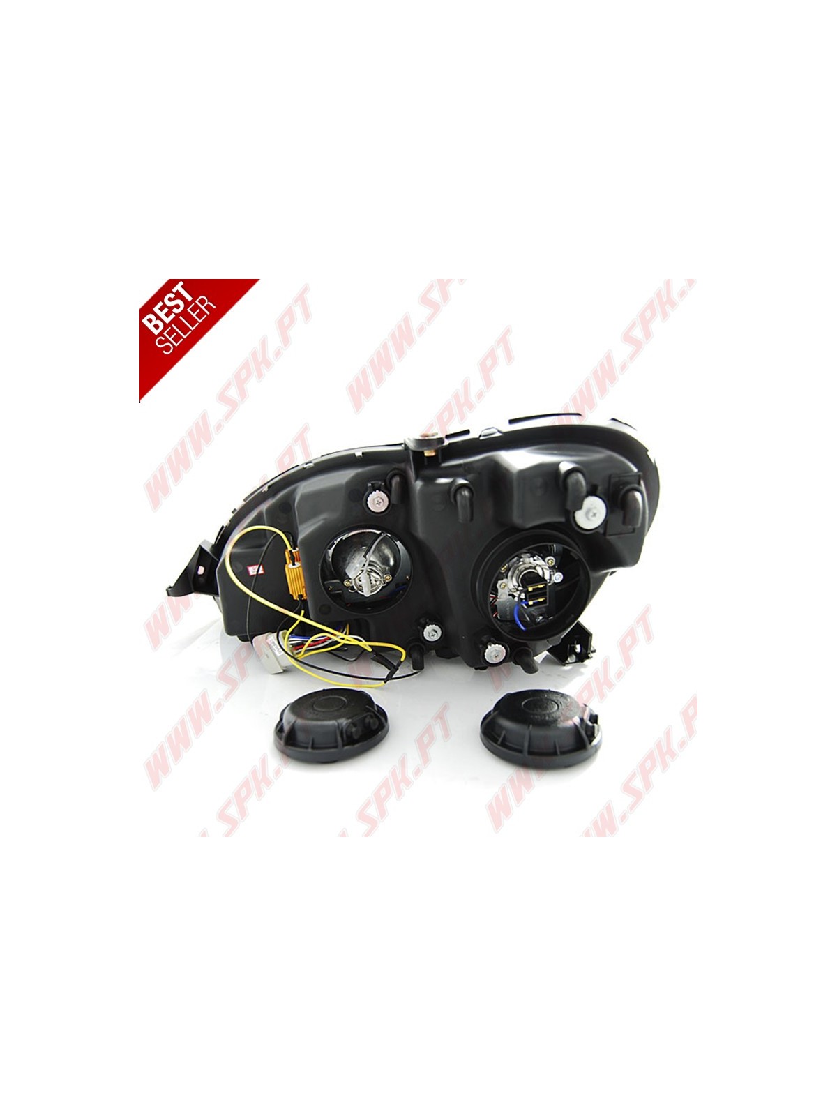 Faróis Tube Light / Black - Mercedes W220 (1998-2005) Faróis Tube Light / Black - Mercedes W220 (1998-2005)