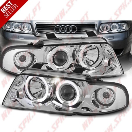 Faróis Angel Eyes LED / Chrome - Audi A4 B5 (1994-1998)