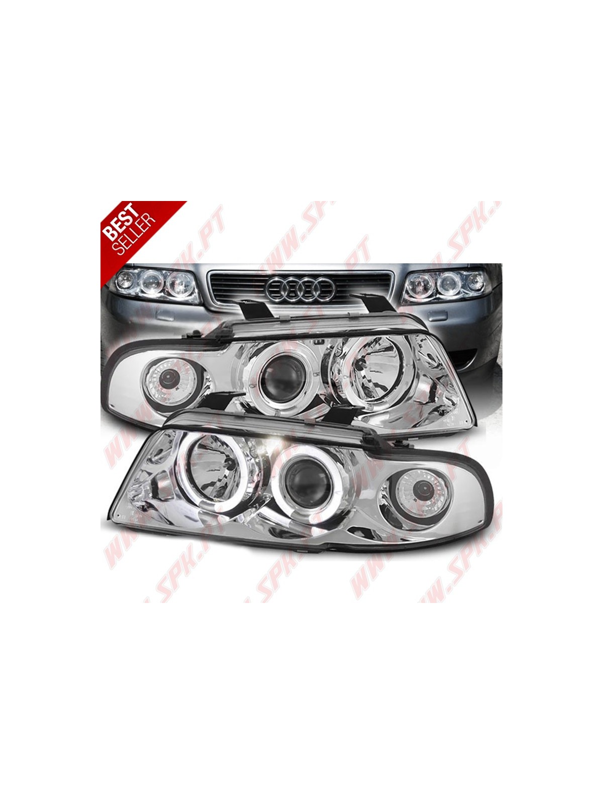 Faróis Angel Eyes LED / Chrome - Audi A4 B5 (1994-1998)