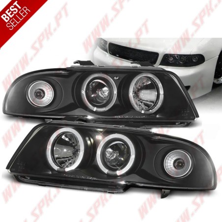 Faróis Angel Eyes LED / Black - Audi A4 B5 (1994-1998)