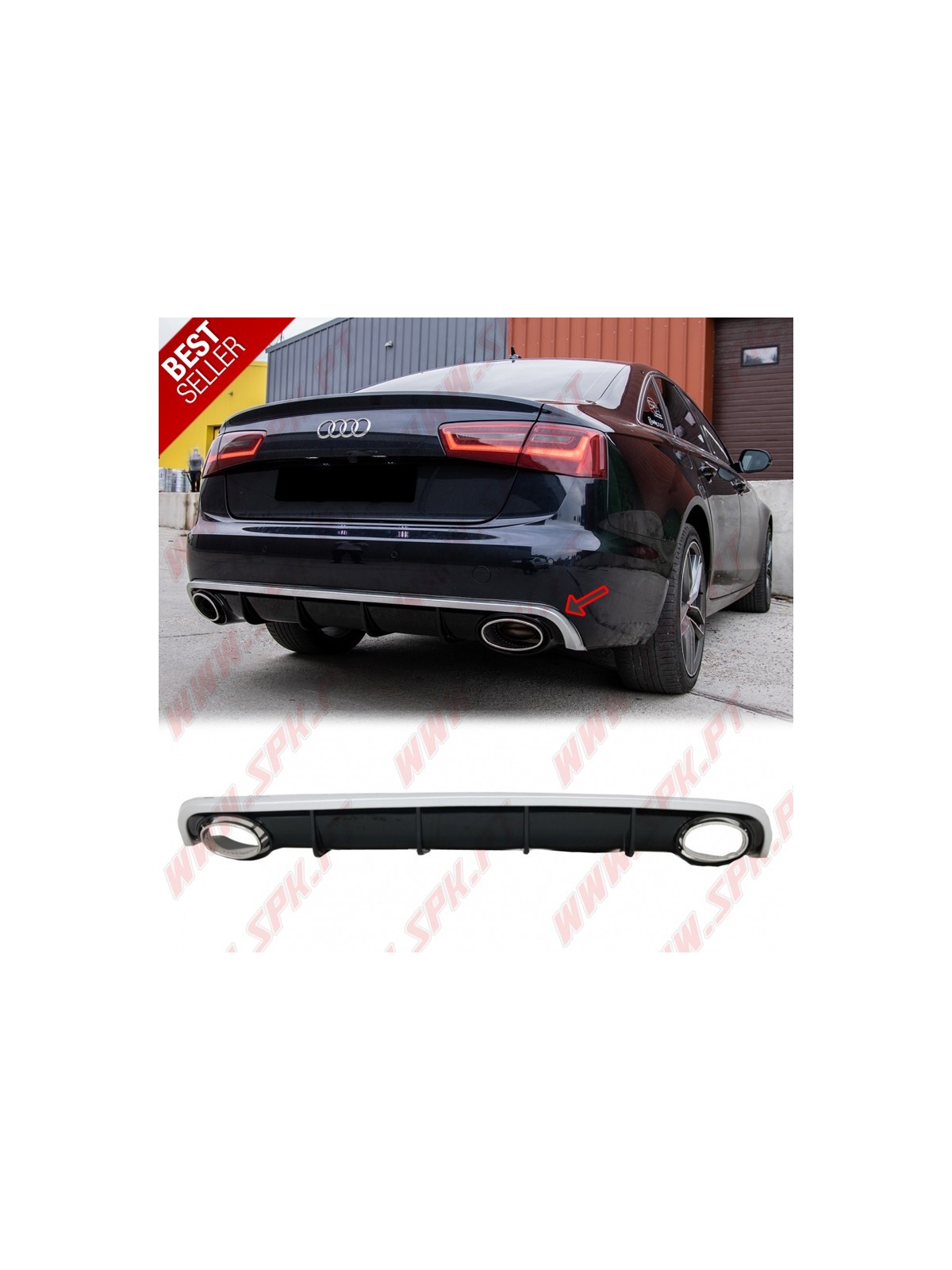 Difusor Traseiro + Ponteiras Look RS6 - Audi A6 C7 (2010-2014)