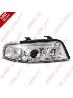Faróis Angel Eyes LED V.2 / Chrome - Audi A4 B5 (1994-1998)