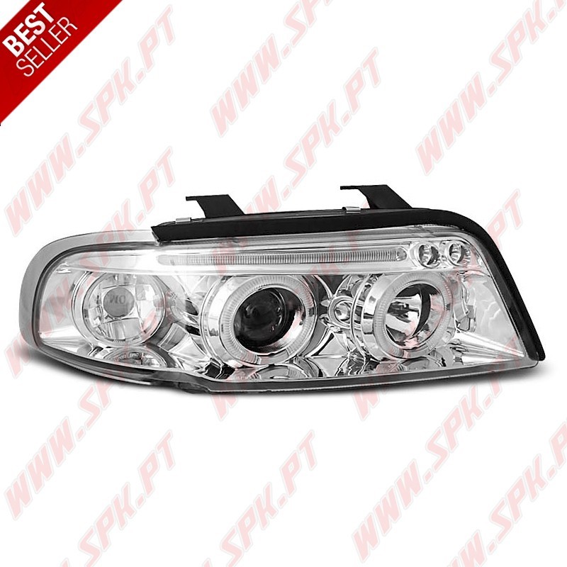 Faróis Angel Eyes LED V.2 / Chrome - Audi A4 B5 (1994-1998)