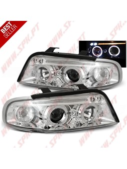 Faróis Angel Eyes LED V.2 / Chrome - Audi A4 B5 (1994-1998)