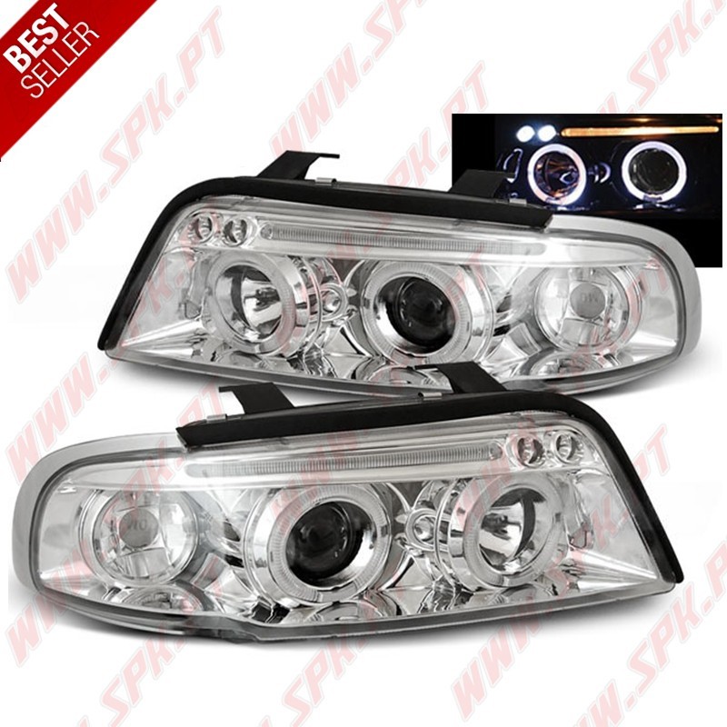 Faróis Angel Eyes LED V.2 / Chrome - Audi A4 B5 (1994-1998)