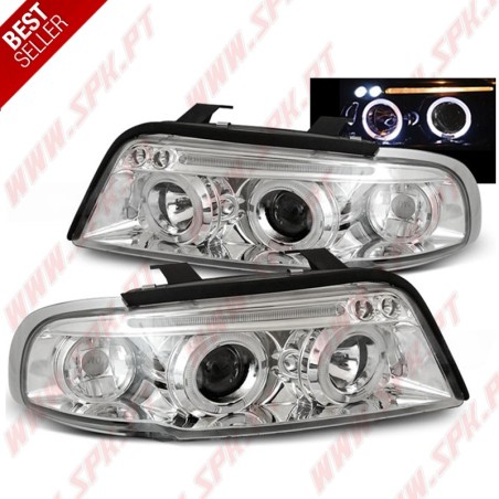 Faróis Angel Eyes LED V.2 / Chrome - Audi A4 B5 (1994-1998)