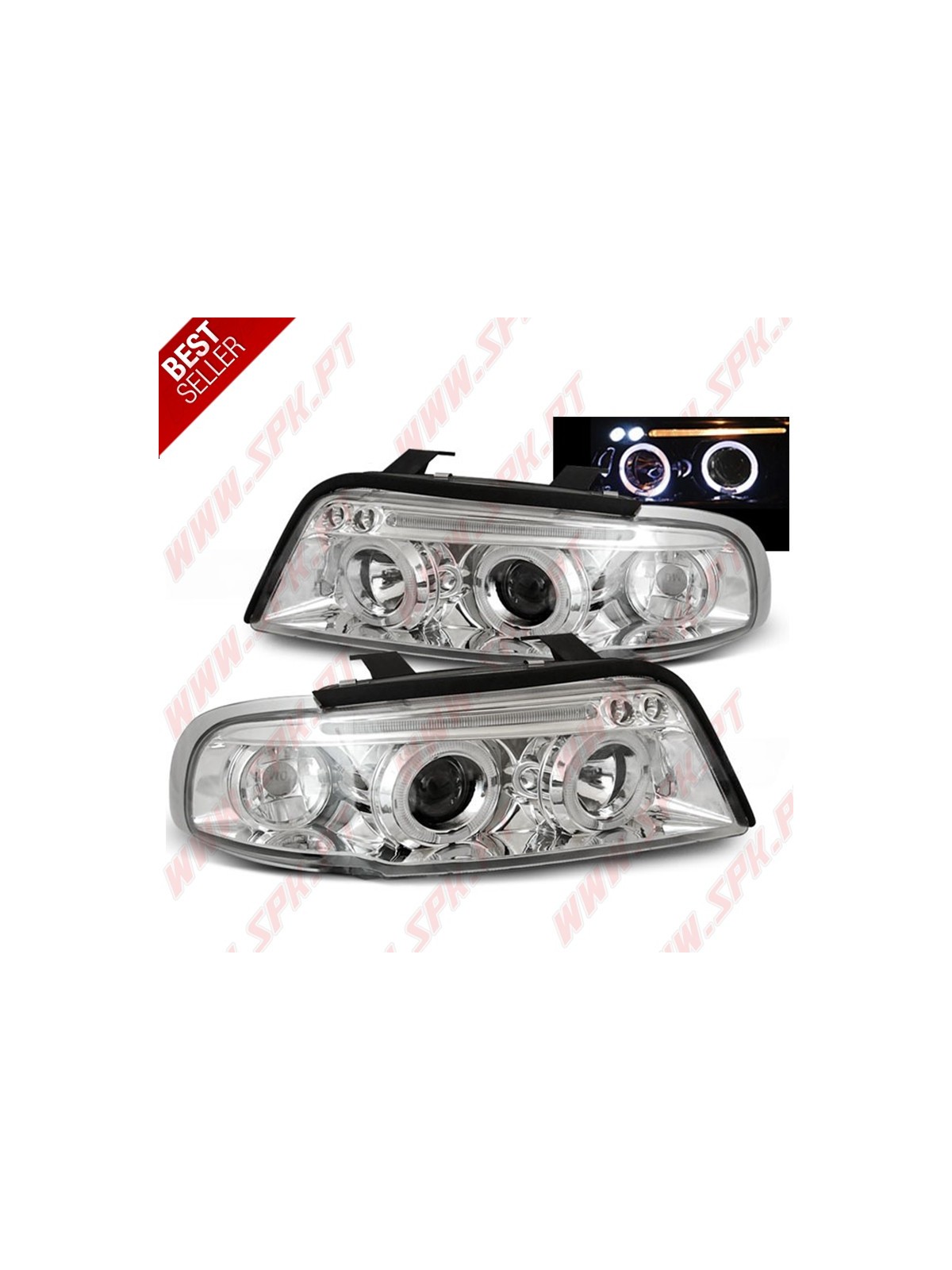 Faróis Angel Eyes LED V.2 / Chrome - Audi A4 B5 (1994-1998)