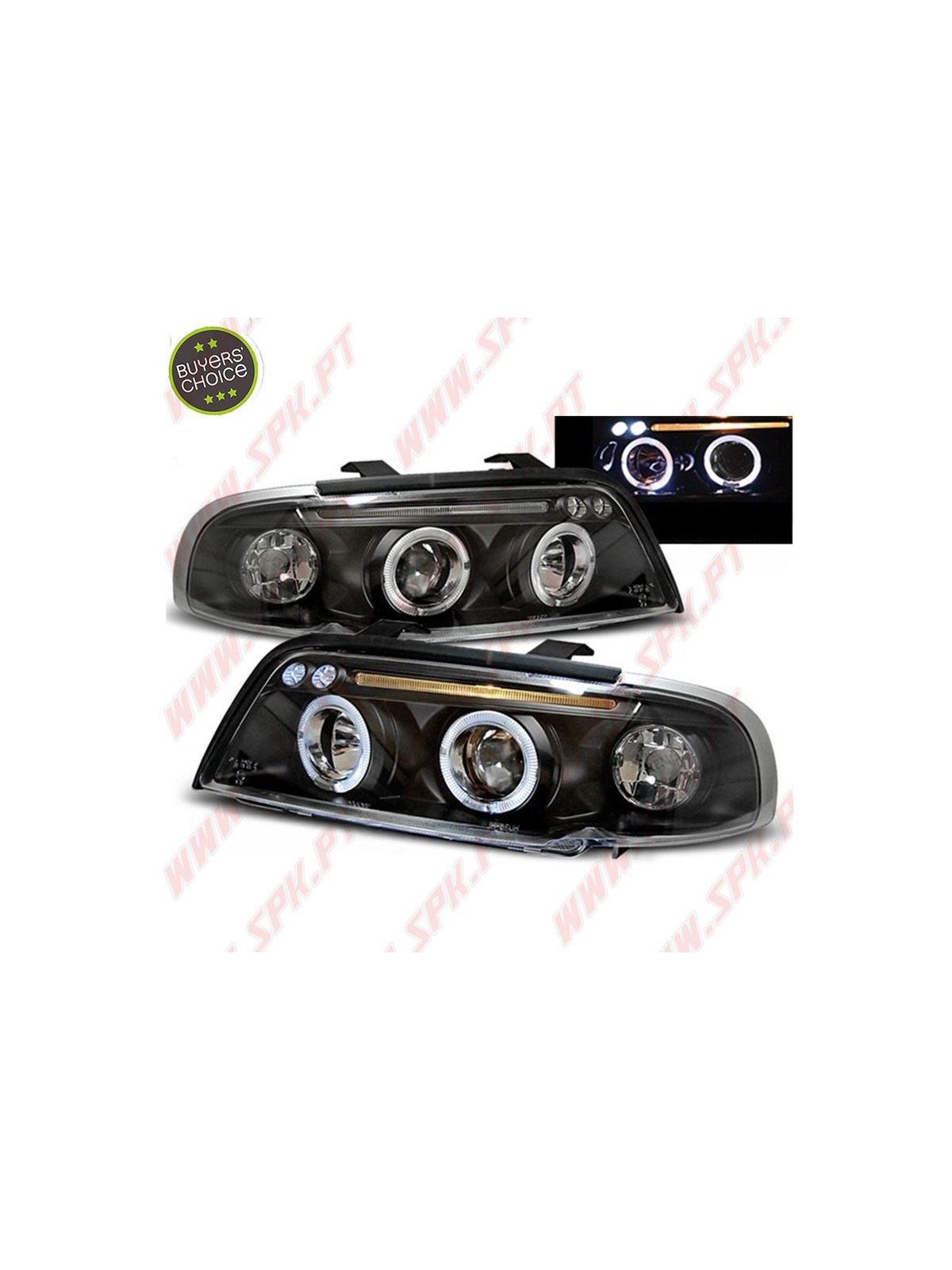 Faróis Angel Eyes LED V.2 / Black - Audi A4 B5 (1994-1998) Faróis Angel Eyes LED V.2 / Black - Audi A4 B5 (1994-1998)