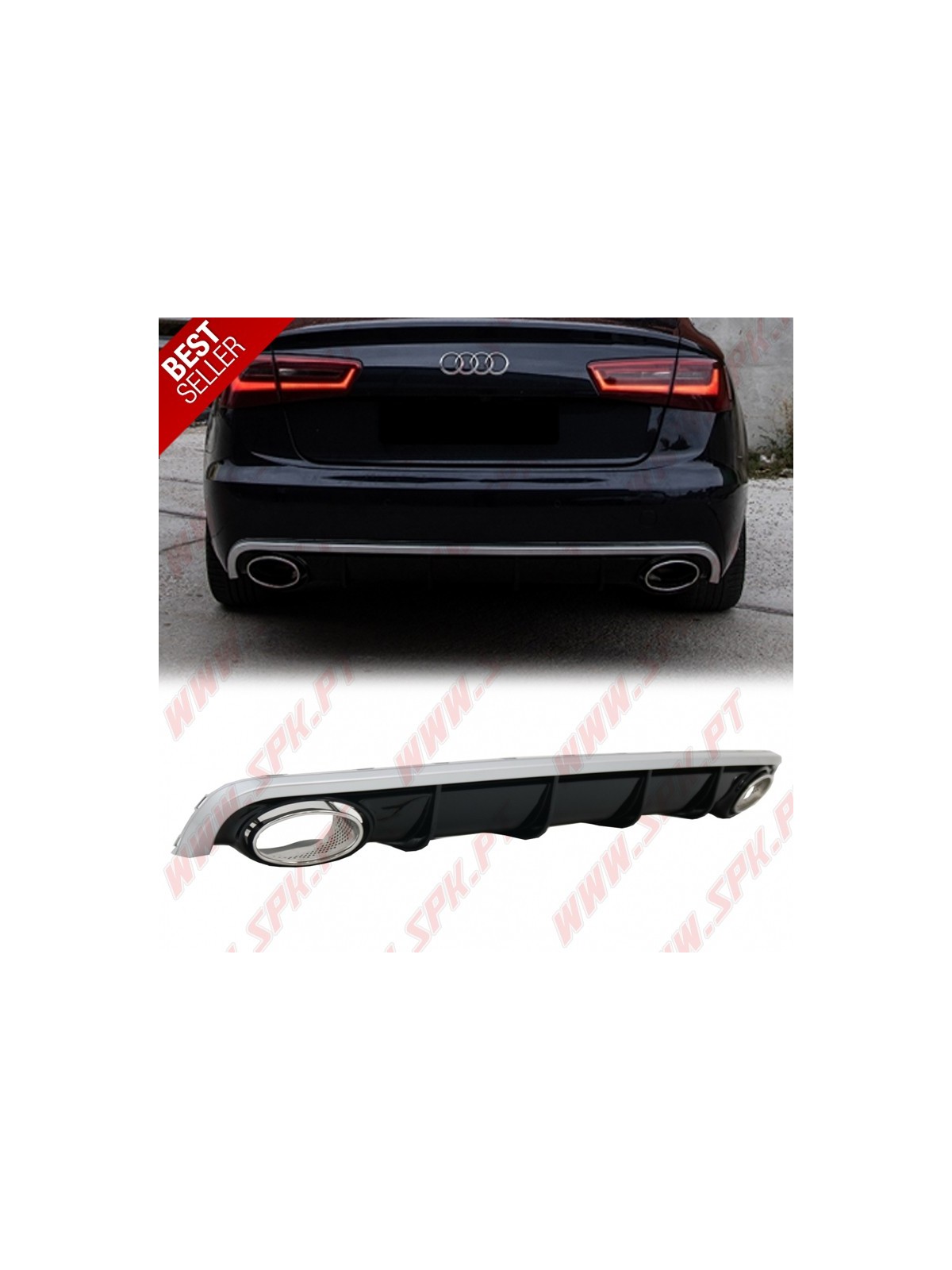 Difusor Traseiro + Ponteiras Look RS6 - Audi A6 C7 (2010-2014)