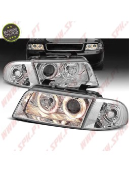 Faróis Angel Eyes V.3 / Chrome - Audi A4 B5 (1994-1998)