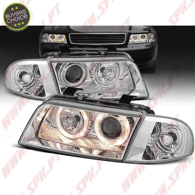 Faróis Angel Eyes V.3 / Chrome - Audi A4 B5 (1994-1998)