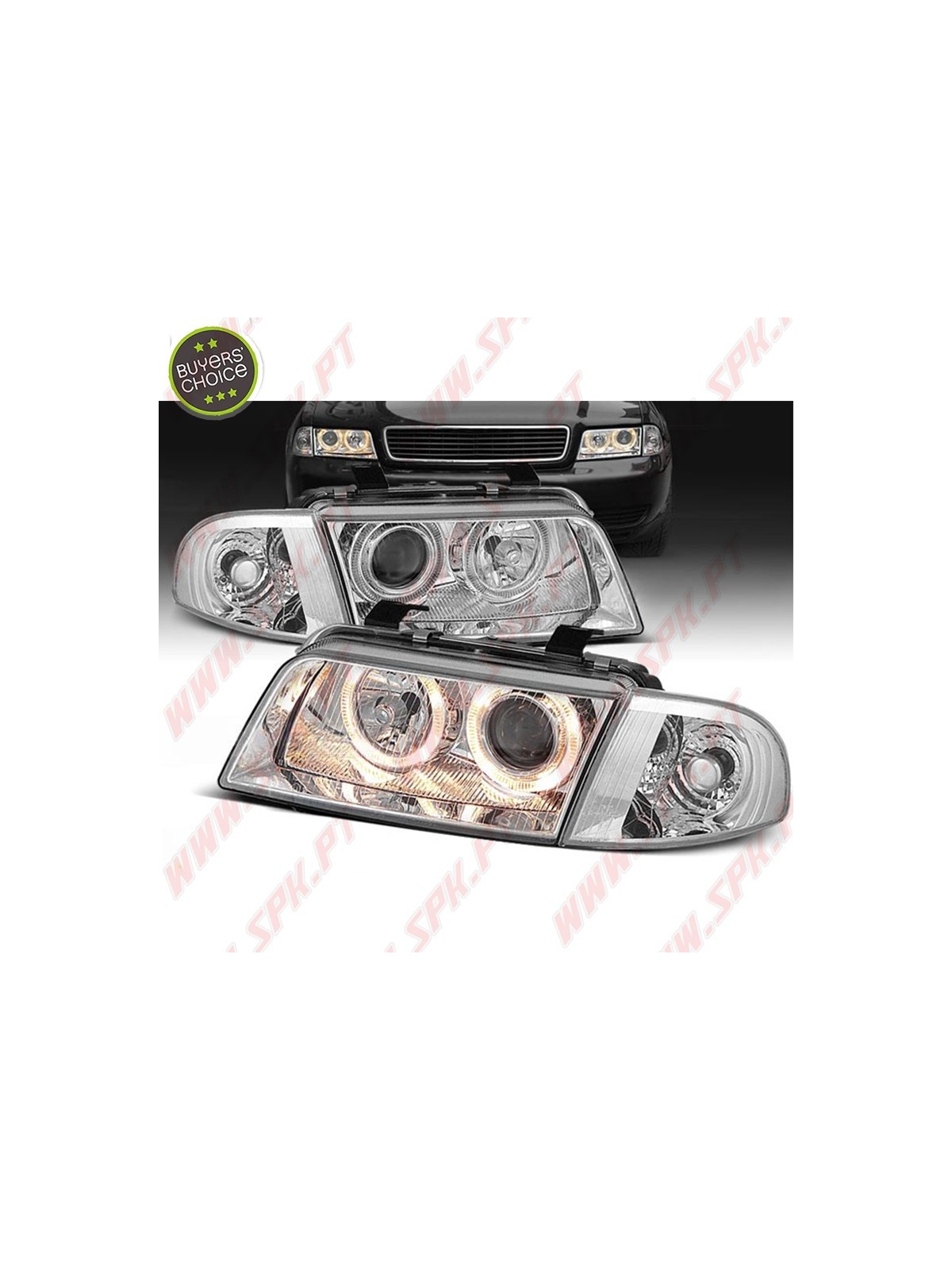 Faróis Angel Eyes V.3 / Chrome - Audi A4 B5 (1994-1998)