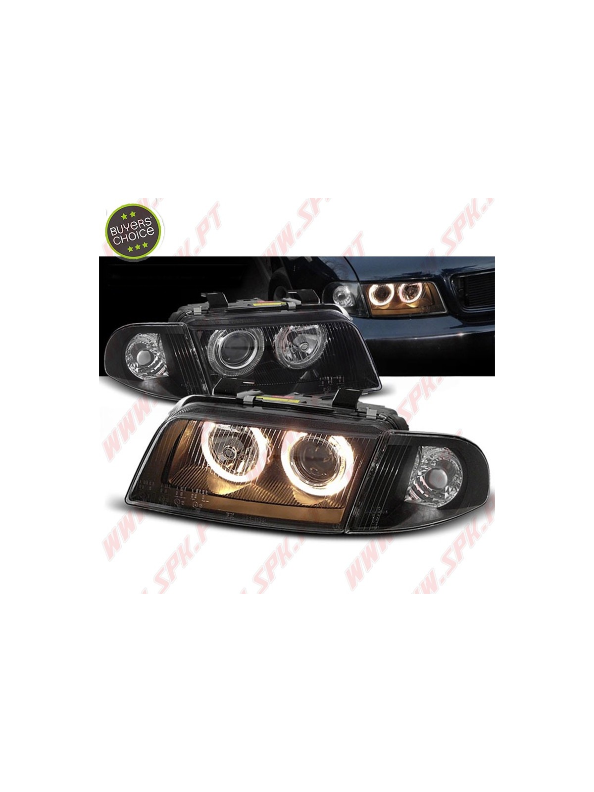 Faróis Angel Eyes V.3 / Black - Audi A4 B5 (1994-1998)