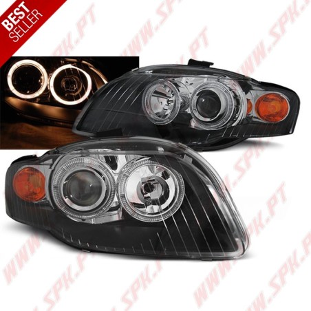 Faróis Angel Eyes / Black - Audi A4 B7 (2004-2008)