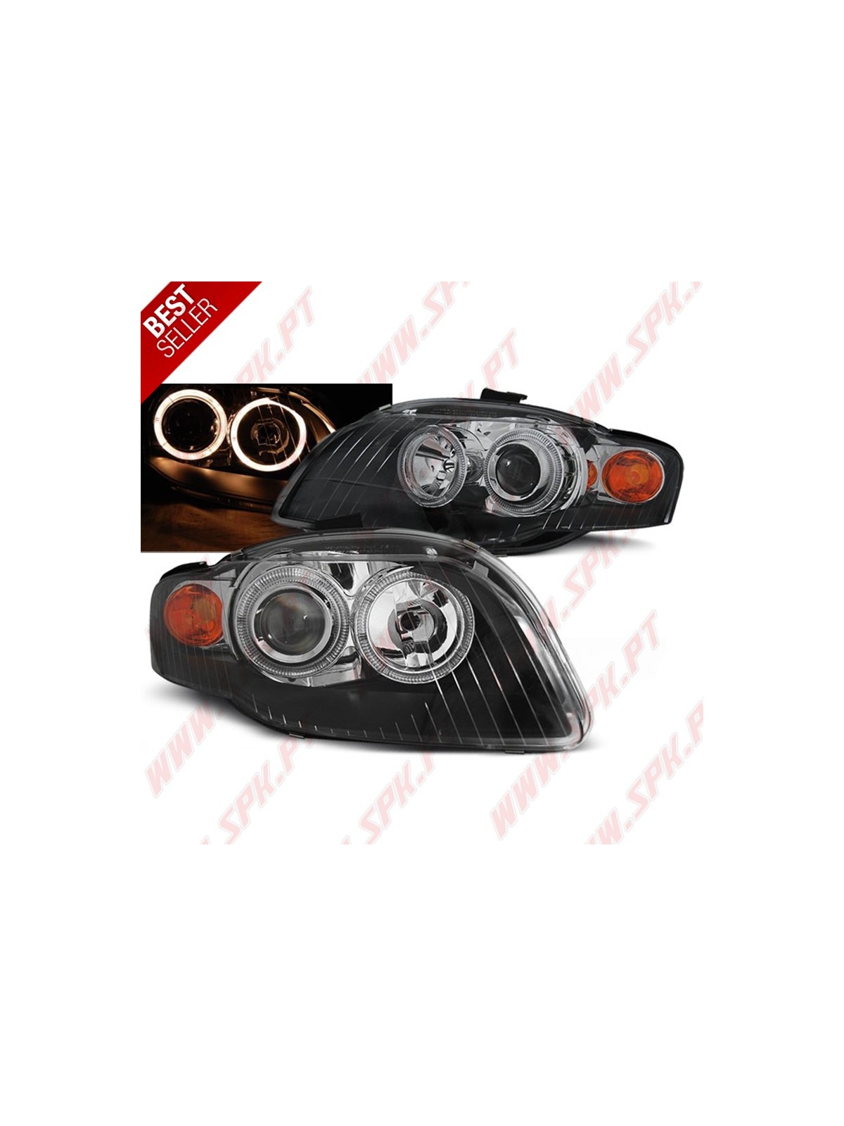 Faróis Angel Eyes / Black - Audi A4 B7 (2004-2008)