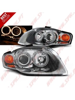 Faróis Angel Eyes / Chrome - Audi A4 B7 (2004-2008)