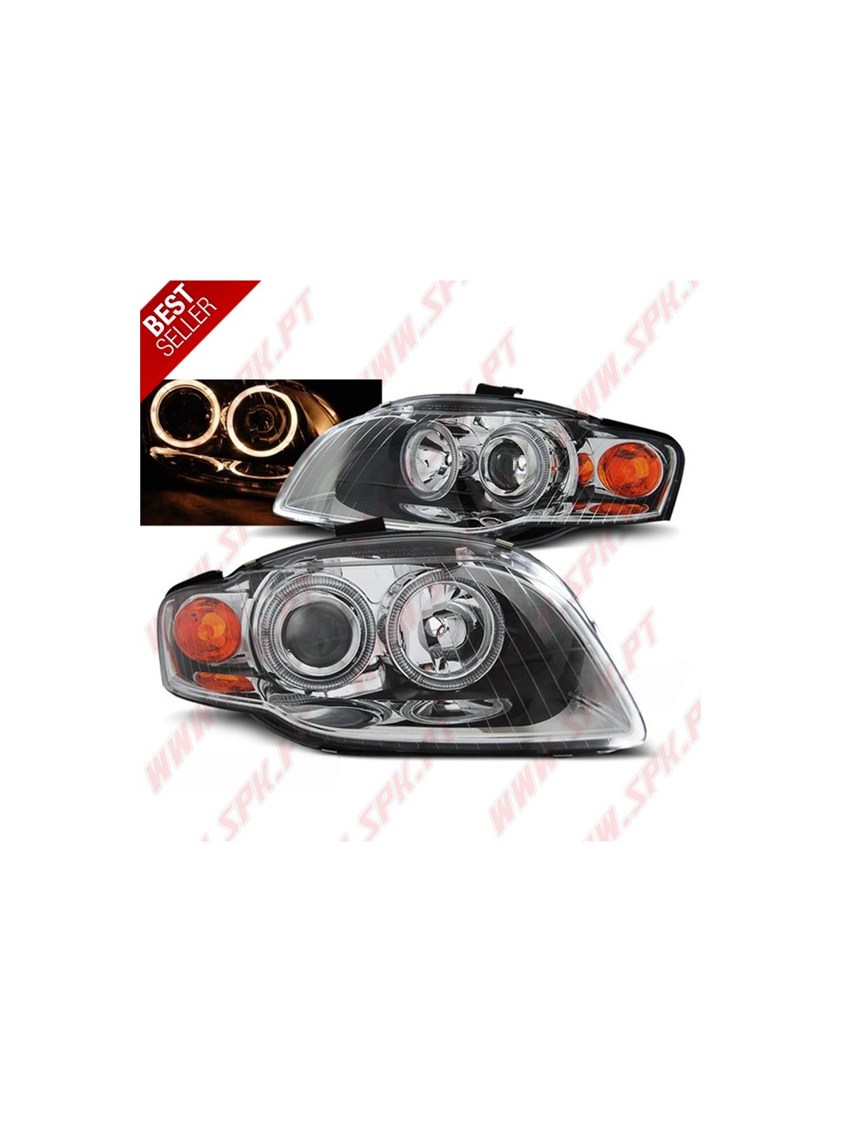 Faróis Angel Eyes / Chrome - Audi A4 B7 (2004-2008)