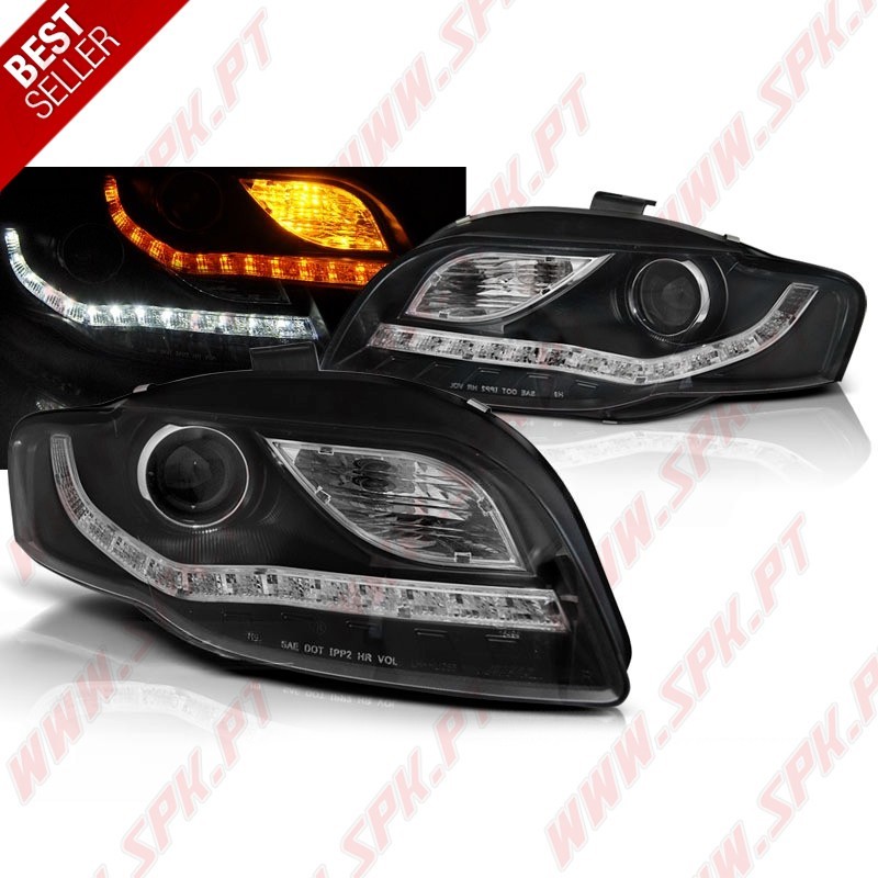 Faróis Daylight LED / Black - Audi A4 B7 (2004-2008) Faróis Daylight LED / Black - Audi A4 B7 (2004-2008)