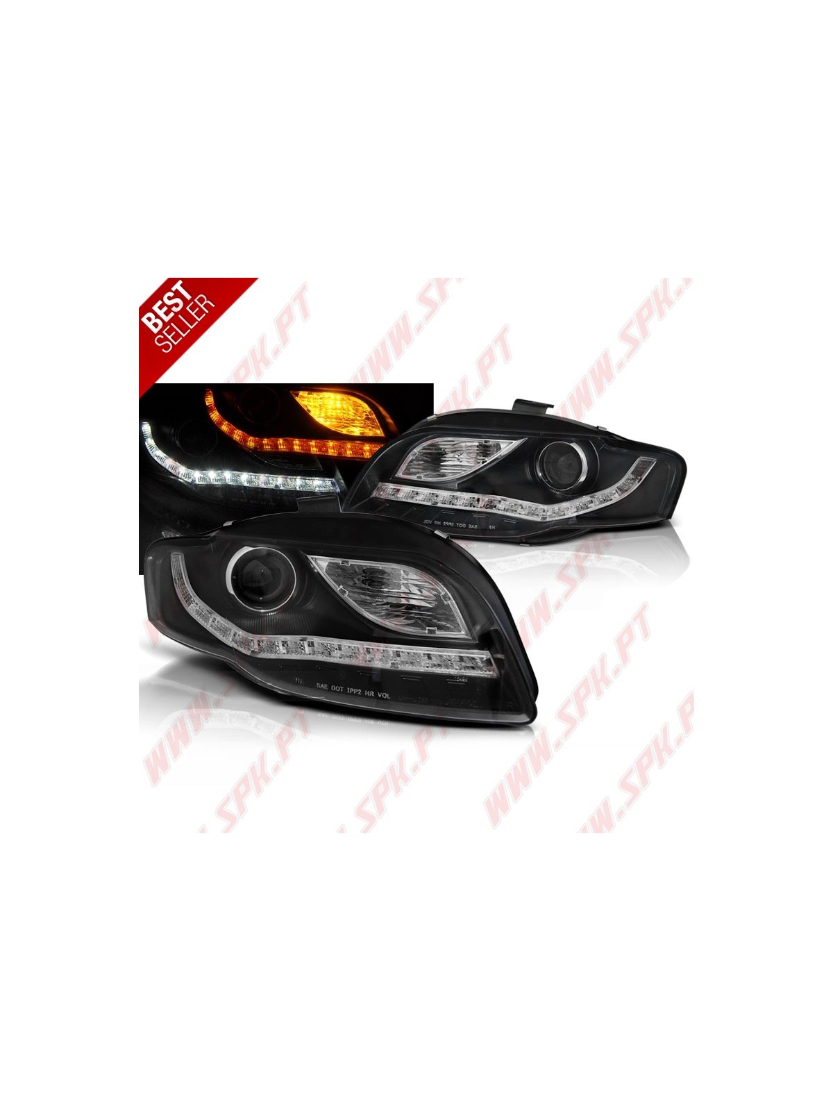 Faróis Daylight LED / Black - Audi A4 B7 (2004-2008) Faróis Daylight LED / Black - Audi A4 B7 (2004-2008)