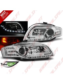 Faróis Tube-Light / Chrome - Audi A4 B7 (2004-2008)