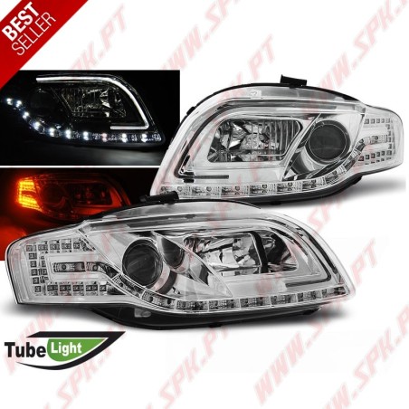 Faróis Tube-Light / Chrome - Audi A4 B7 (2004-2008)