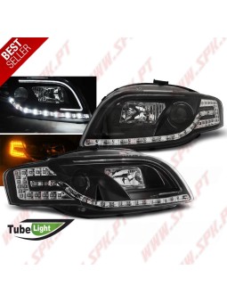 Faróis Tube-Light / Black - Audi A4 B7 (2004-2008)