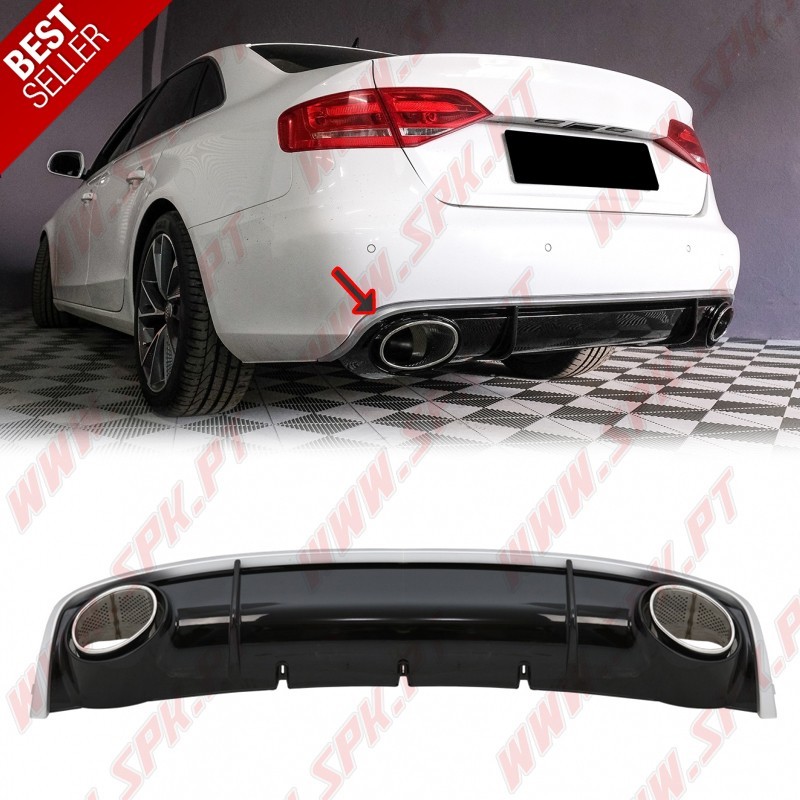 Difusor Traseiro + Ponteiras Look RS4 - Audi A4 B8 Sedan / Avant (2012-2015)