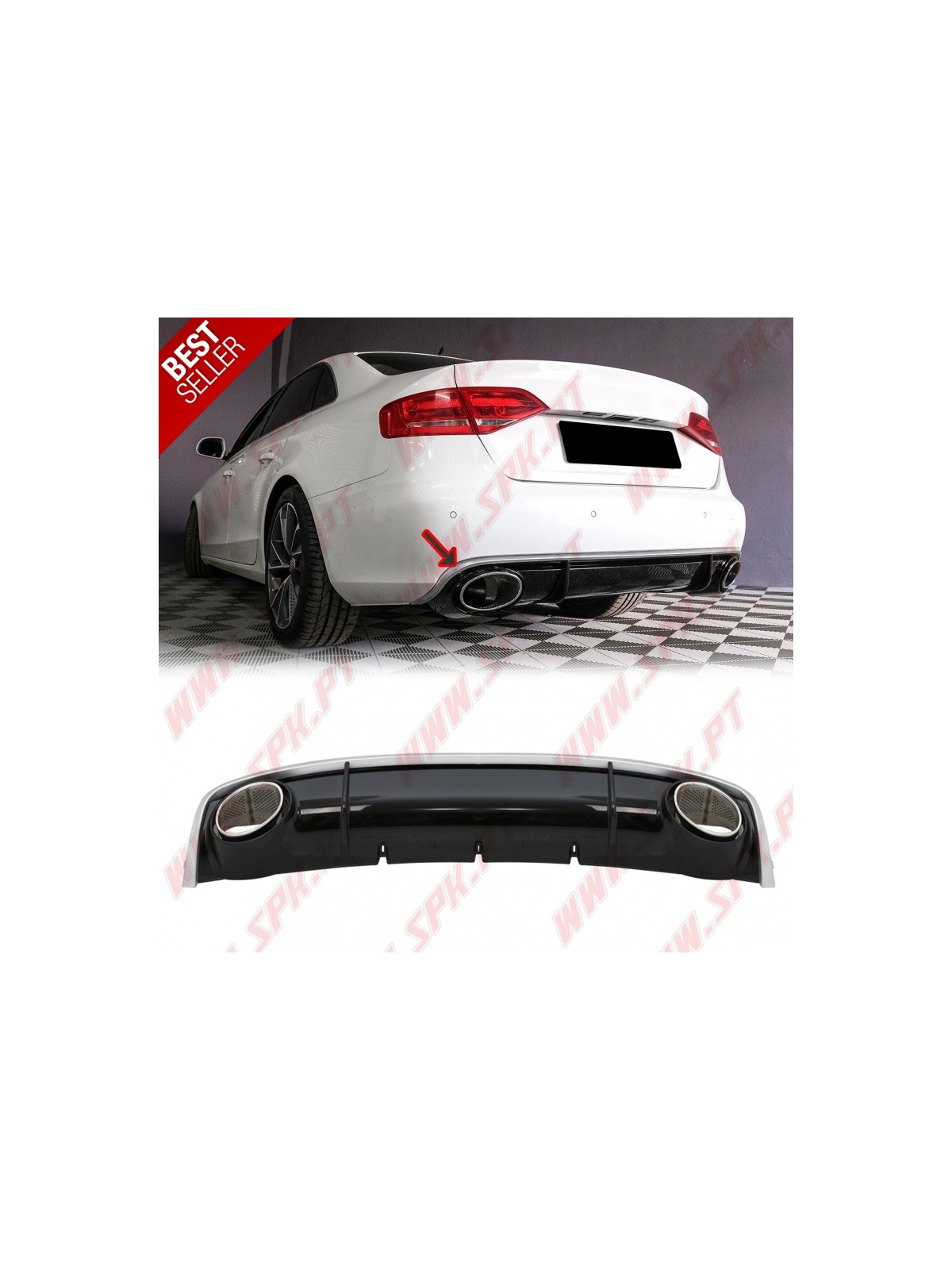 Difusor Traseiro + Ponteiras Look RS4 - Audi A4 B8 Sedan / Avant (2012-2015)