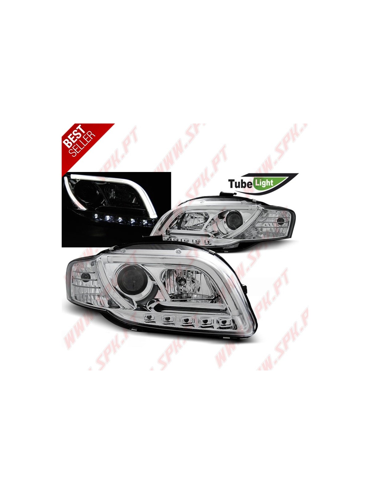 Faróis Tube-Light V.2 / Chrome - Audi A4 B7 (2004-2008)