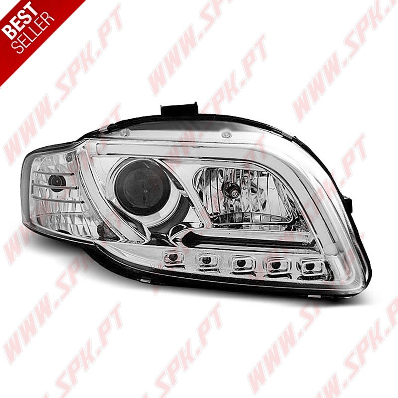 Faróis Tube-Light V.2 / Chrome - Audi A4 B7 (2004-2008)