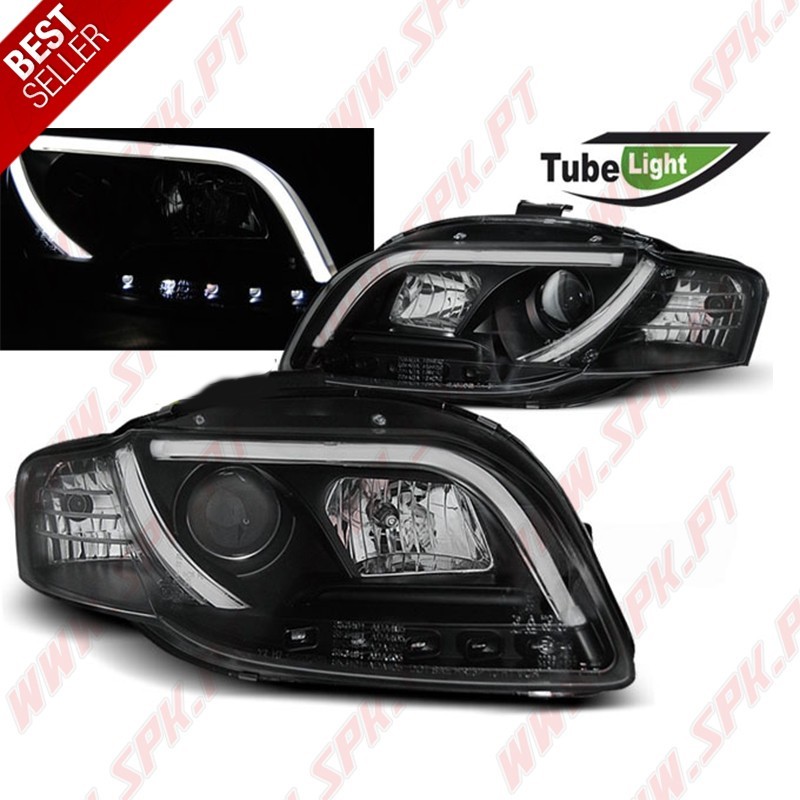 Faróis Tube-Light V.2 / Black - Audi A4 B7 (2004-2008)
